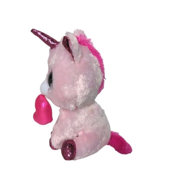 Ty Beanie Boo Darling Pink Unicorn Plush Holding Heart Stuffed Animal 2019 6.5" - Picture 4 of 6